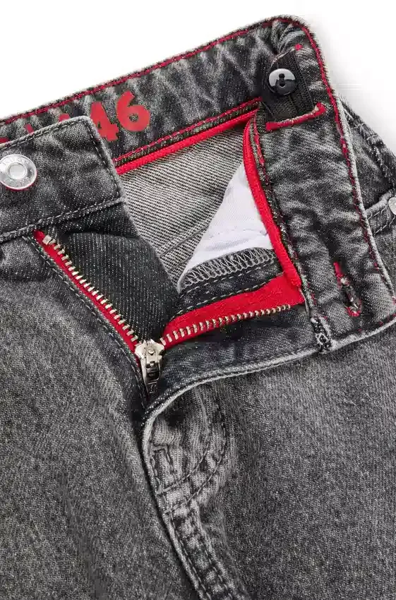 Kids’ grey loose-fit jeans in cotton denim Kids’ grey loose-fit jeans in cotton denim