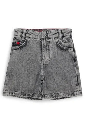 Kids’ grey loose-fit shorts in cotton denim