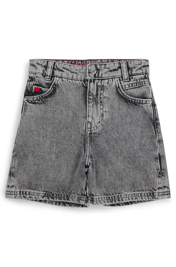 Kids’ grey loose-fit shorts in cotton denim Kids’ grey loose-fit shorts in cotton denim
