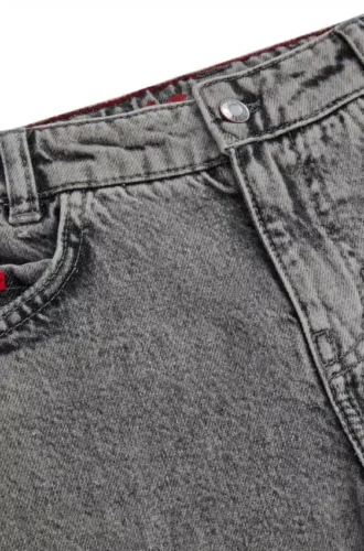 Kids’ grey loose-fit shorts in cotton denim