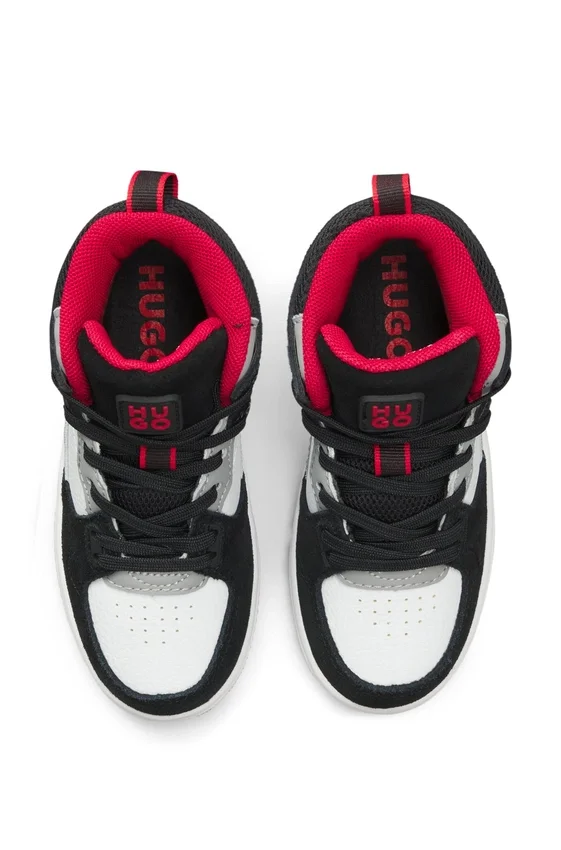 Kids’ high-top trainers in suede and faux leather Kids’ high-top trainers in suede and faux leather