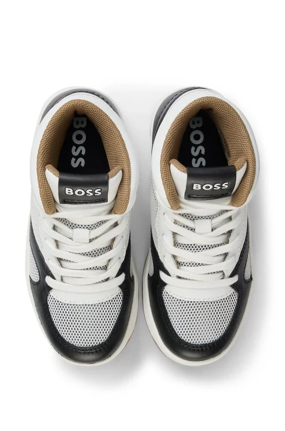 Kids’ high-top trainers in suede and mesh Kids’ high-top trainers in suede and mesh