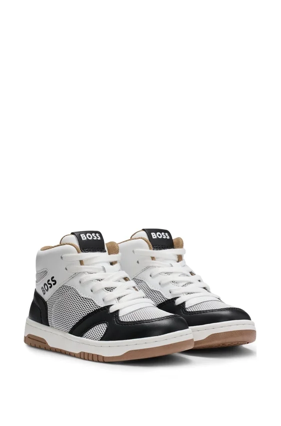 Kids’ high-top trainers in suede and mesh Kids’ high-top trainers in suede and mesh