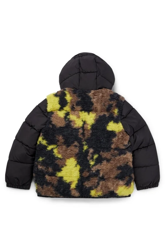 Kids’ hooded jacket with camouflage sherpa back Kids’ hooded jacket with camouflage sherpa back