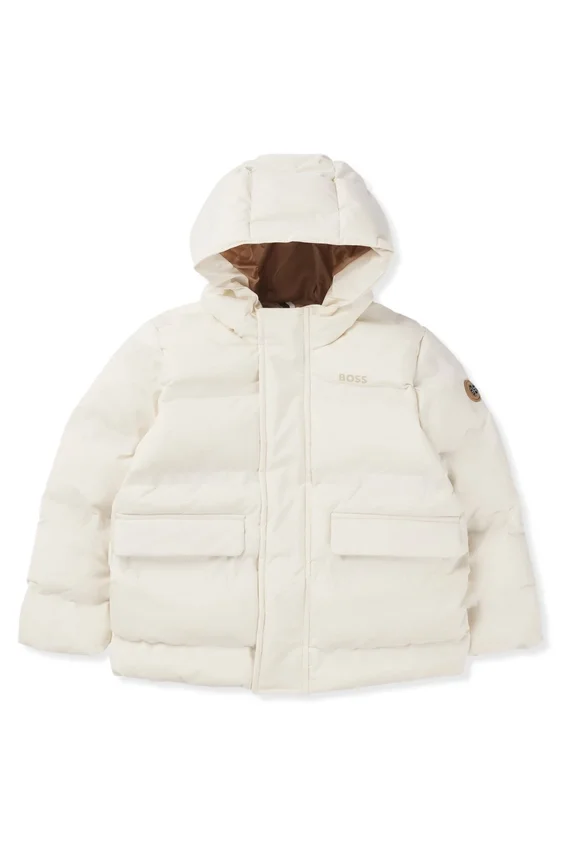 Kids’ hooded jacket with logo details Kids’ hooded jacket with logo details