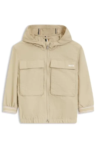 Kids’ hooded jacket with striped cuffs