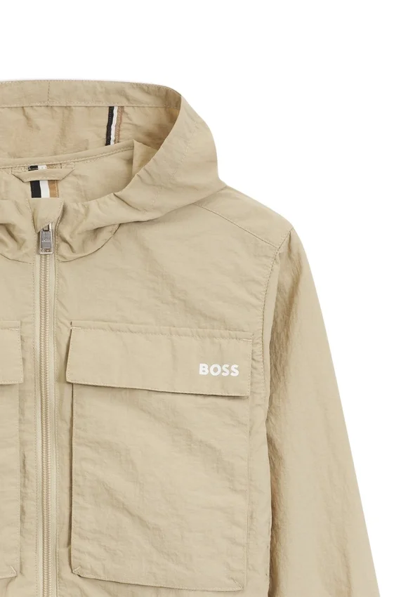 Kids’ hooded jacket with striped cuffs Kids’ hooded jacket with striped cuffs