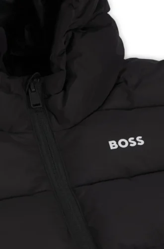 Kids’ hooded padded jacket with logo details Kids’ hooded padded jacket with logo details