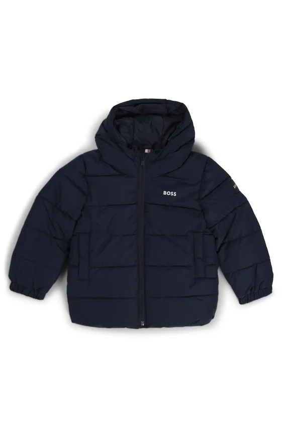 Kids’ hooded padded jacket with logo details Kids’ hooded padded jacket with logo details