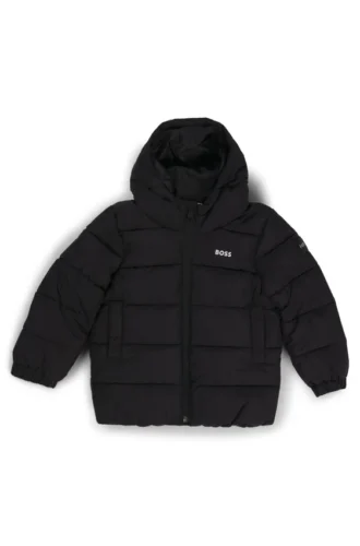 Kids’ hooded padded jacket with logo details Kids’ hooded padded jacket with logo details