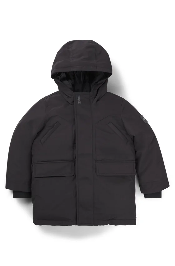 Kids’ hooded parka jacket with logo badge Kids’ hooded parka jacket with logo badge