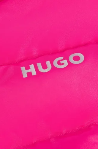 Kids’ hooded puffer jacket with lustrous logo print