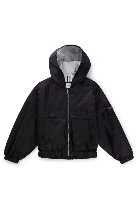 Kids’ hooded windbreaker jacket with monogram pattern Kids’ hooded windbreaker jacket with monogram pattern