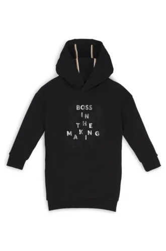 Kids’ hoodie dress in stretch cotton with signature print