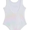 Kids’ iridescent swimsuit with logo print