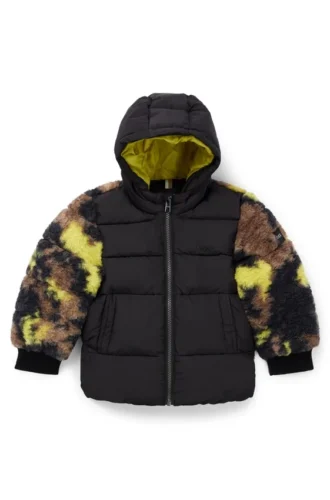 Kids’ jacket with camouflage sherpa accents