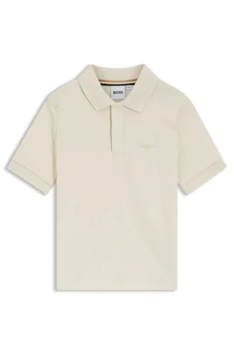 Kids’ jacquard-pattern polo shirt in stretch cotton