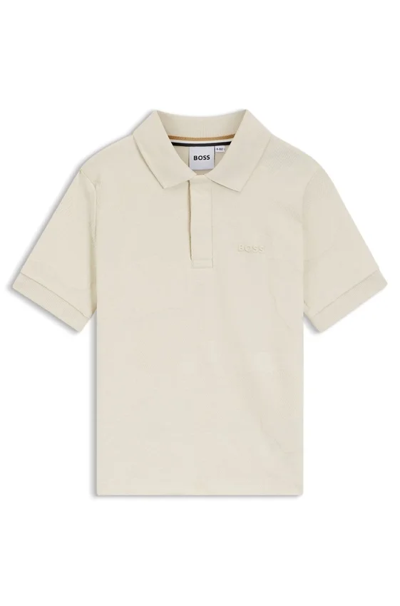 Kids’ jacquard-pattern polo shirt in stretch cotton Kids’ jacquard-pattern polo shirt in stretch cotton