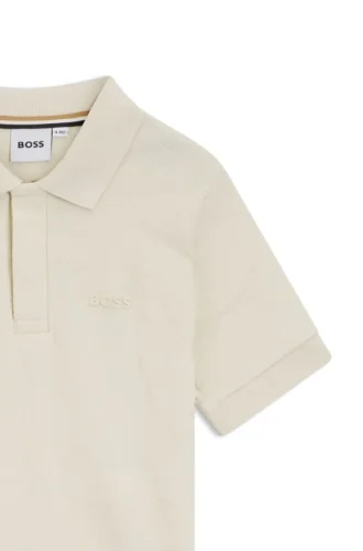 Kids’ jacquard-pattern polo shirt in stretch cotton