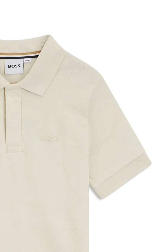 Kids’ jacquard-pattern polo shirt in stretch cotton Kids’ jacquard-pattern polo shirt in stretch cotton