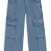 Kids’ jeans in blue cotton ripstop Kids’ jeans in blue cotton ripstop