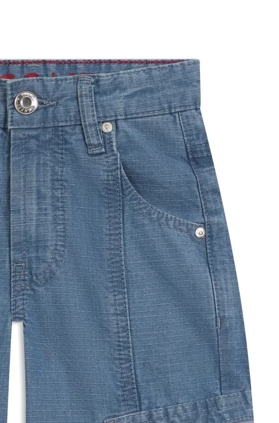 Kids’ jeans in blue cotton ripstop Kids’ jeans in blue cotton ripstop