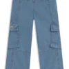 Kids’ jeans in blue cotton ripstop Kids’ jeans in blue cotton ripstop