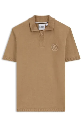 Kids’ Johnny-collar polo shirt in knitted cotton