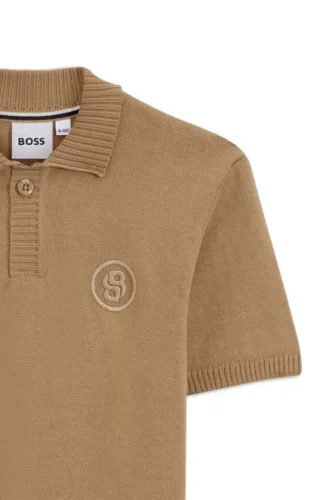 Kids’ Johnny-collar polo shirt in knitted cotton