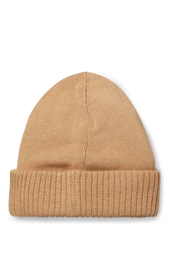 Kids’ knitted beanie hat with rubber-effect logo Kids’ knitted beanie hat with rubber-effect logo