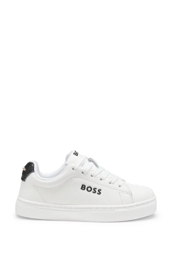 Kids’ lace-up sneakers in leather and fabric Kids’ lace-up sneakers in leather and fabric