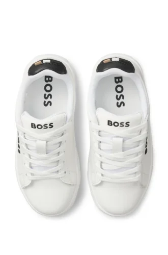 Kids’ lace-up sneakers in leather and fabric