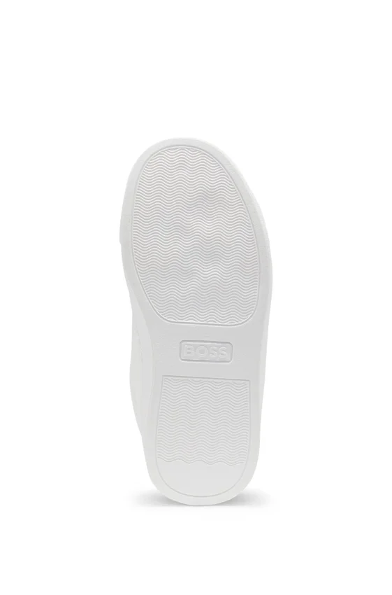 Kids’ lace-up sneakers in leather and fabric Kids’ lace-up sneakers in leather and fabric