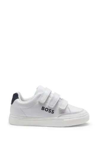 Kids’ leather trainers with logo prints