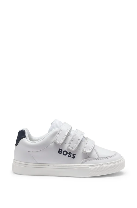 Kids’ leather trainers with logo prints Kids’ leather trainers with logo prints