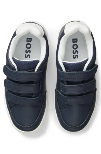 Kids’ leather trainers with logo prints