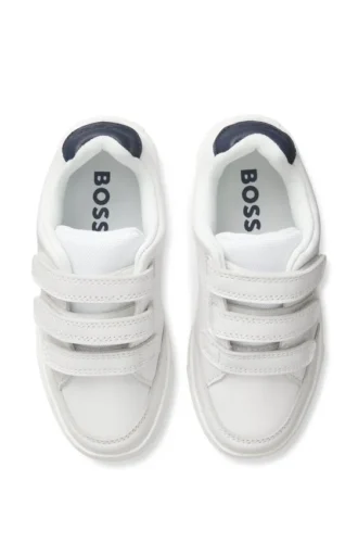 Kids’ leather trainers with logo prints
