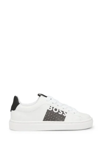 Kids’ leather trainers with logos and monograms
