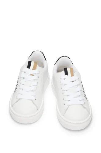 Kids’ leather trainers with logos and monograms