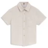 Kids’ linen-cotton shirt with embroidered logo Kids’ linen-cotton shirt with embroidered logo