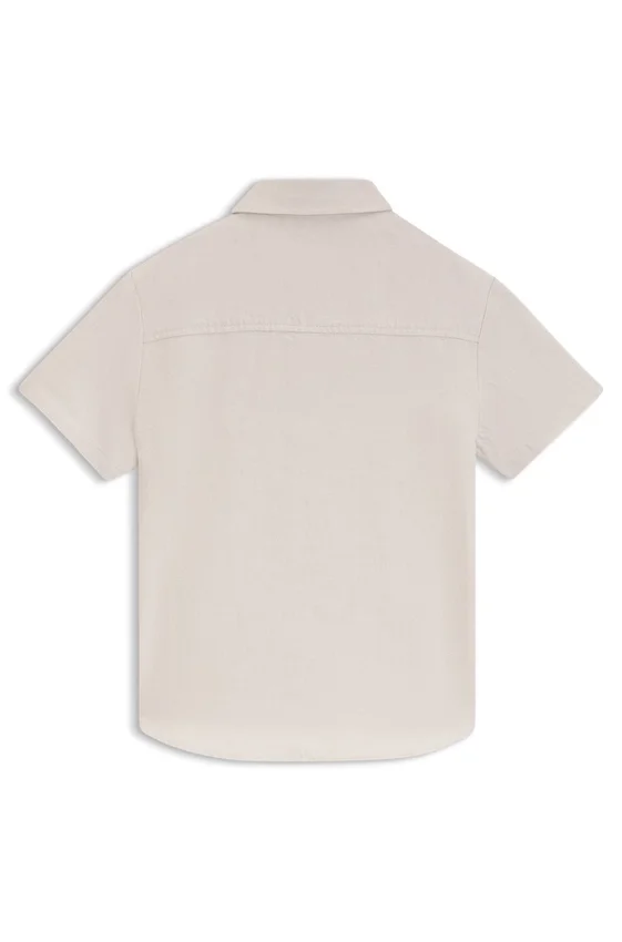 Kids’ linen-cotton shirt with embroidered logo Kids’ linen-cotton shirt with embroidered logo