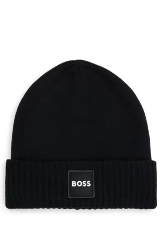 Kids’ logo-badge beanie hat with double layer Kids’ logo-badge beanie hat with double layer