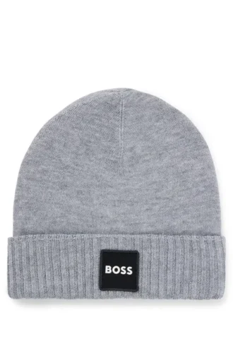 Kids’ logo-badge beanie hat with double layer