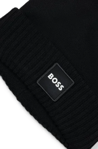 Kids’ logo-badge beanie hat with double layer Kids’ logo-badge beanie hat with double layer
