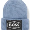 Kids’ logo-badge beanie hat with faux-fur lining Kids’ logo-badge beanie hat with faux-fur lining