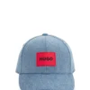Kids’ logo-badge cap in cotton denim