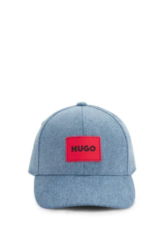 Kids’ logo-badge cap in cotton denim