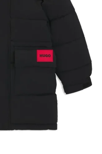 Kids’ logo-badge jacket with hood