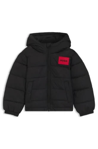 Kids’ logo-badge jacket with water-repellent finish
