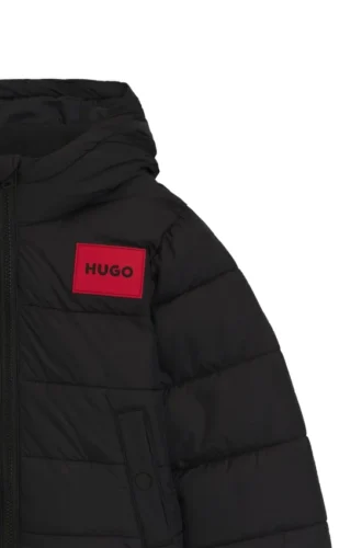 Kids’ logo-badge jacket with water-repellent finish